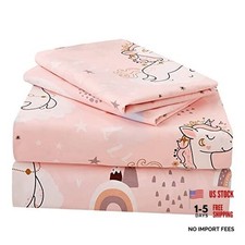 Pink Unicorn Kids Sheet Set Size, 3 Piece Girls Rainbow Twin Moon Unicorn