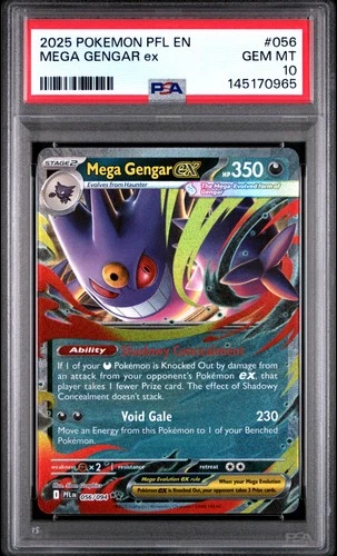 2025 POKEMON PFL EN-PHANTASMAL FLAMES #056 MEGA GENGAR EX PSA 10