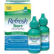 REFRESH TEARS - LUBRICANT EYE DROPS - TWIN PACK - 2 x 15ML BOTTLES - EXP 1/2028+