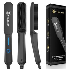 VIKICON Beard Straightener Comb for Men 3 Temp Heated Brush Anti Scald