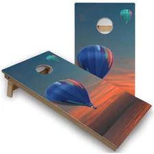 Hot Air Balloon Cornhole Skip's Garage Weatherproof Boards 8 Bags Set