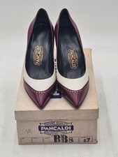 Vintage Pancaldi Bologna-Italy Pumps- WHite  Burgundy- Size 37
