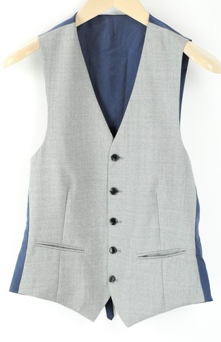 SUITSUPPLY Ferrara Grey Waistcoat UK34R Men's Wool Single-Breasted Formal Look