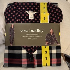 Vera Bradley Pajama Set Size Small Red  Black Plaid 2 Pieces Lightweight NEW