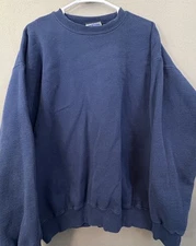 Vintage Ultimate Hanes Cotton Printpro Blank Blue Heavyweight Sweatshirt L 42-44