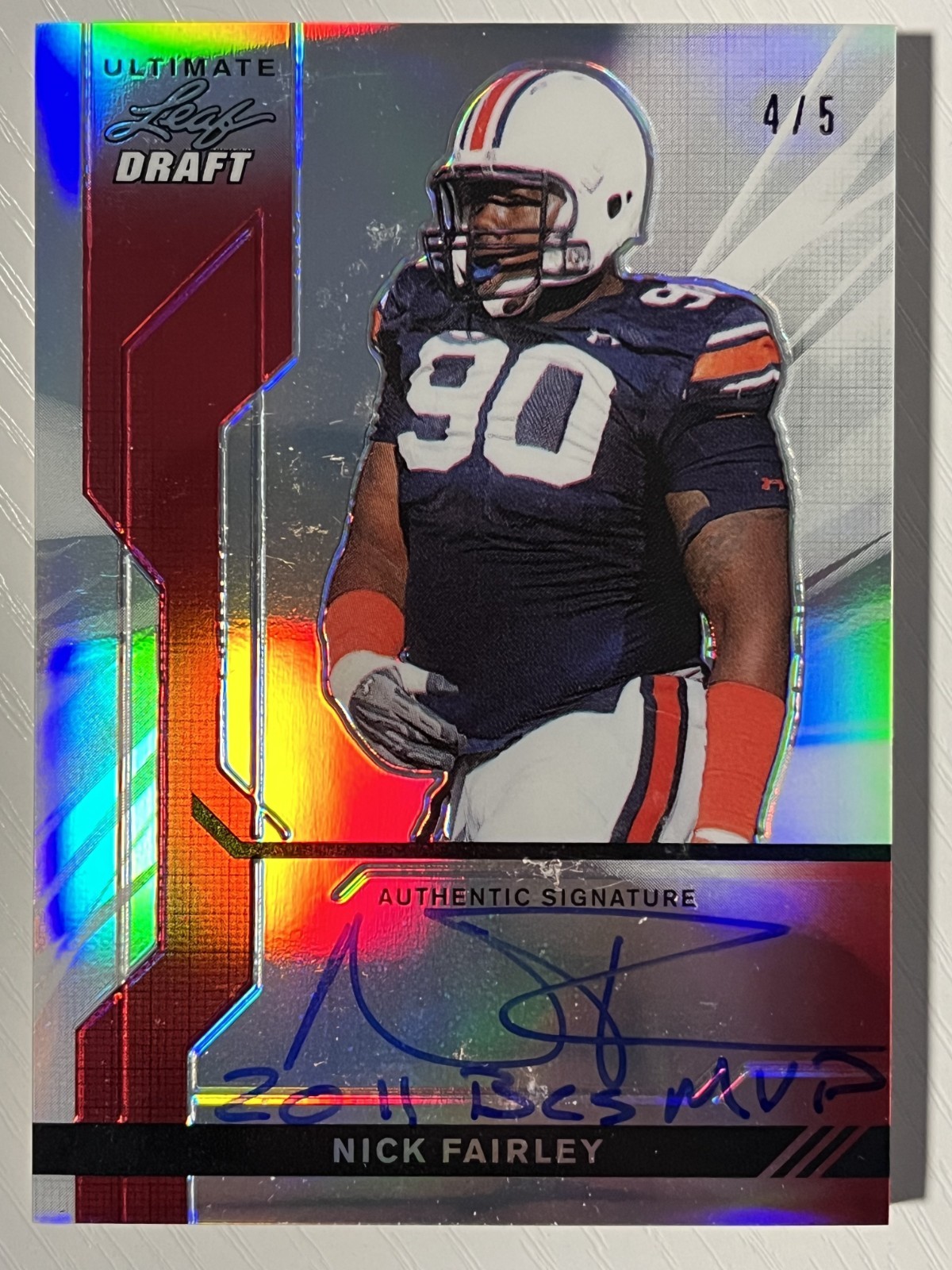 Nick Fairley Leaf Ultimate Draft Metal #UNF1 Autograph-Red