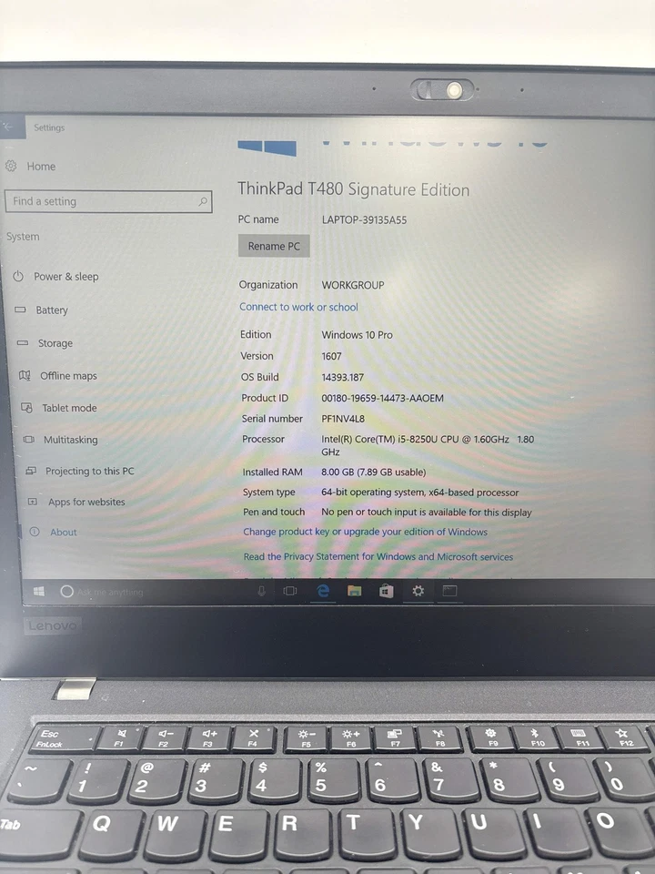 Portátil Lenovo T480s Negro - 256GB SSD, 12GB RAM, Core i5 8ª Gen Foto 4 de 4