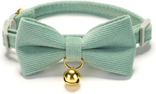 Cotton Breakaway Cat Collar with Bow Tie and Bell, Adjustable Cute Soft Corduroy