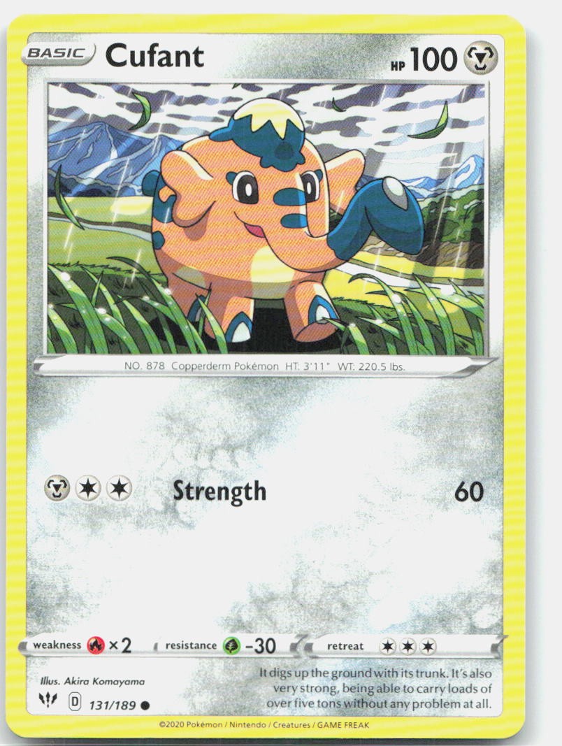 Pokemon TCG Cufant 131/189 SWSH03: Darkness Ablaze NM