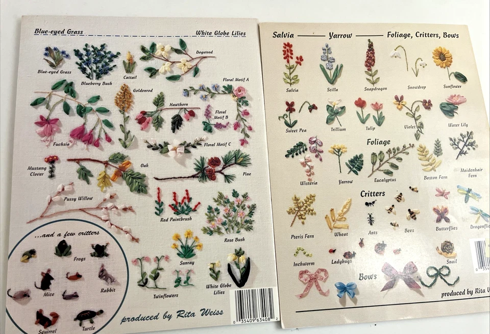 Silk Ribbon Embroidery 2 Books Patterns FLOWERS BIRDS BUTTERFLIES BLOSSOMS - Image 2 of 4