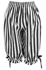 Black  White Striped Crepe Long Bloomers Pantaloons Cosplay Pirate Steampunk