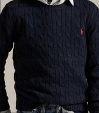 NWT, Boys Ralph Lauren Navy Cable Knitted Sweater. Size M 10-12 . Eu 146/152