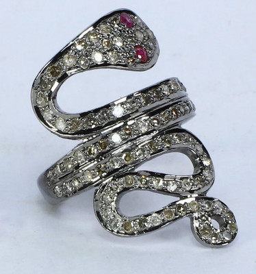 Pave Diamond And Ruby Snake Ring 925 Sterling silver Find Jewelry