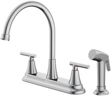 HURRAN 2-Handle Kitchen Faucet w/ Pull-Out Sprayer Nickel