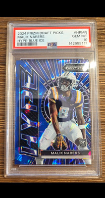 Panini 2024 Prizm Draft Picks Malik Nabers Hype Blue Ice Prizm /99 RC PSA 10