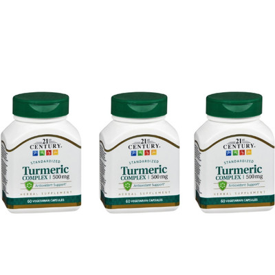 21st Century Turmeric Complex 500mg Vegetarian Capsules 60ct (3 Pack)