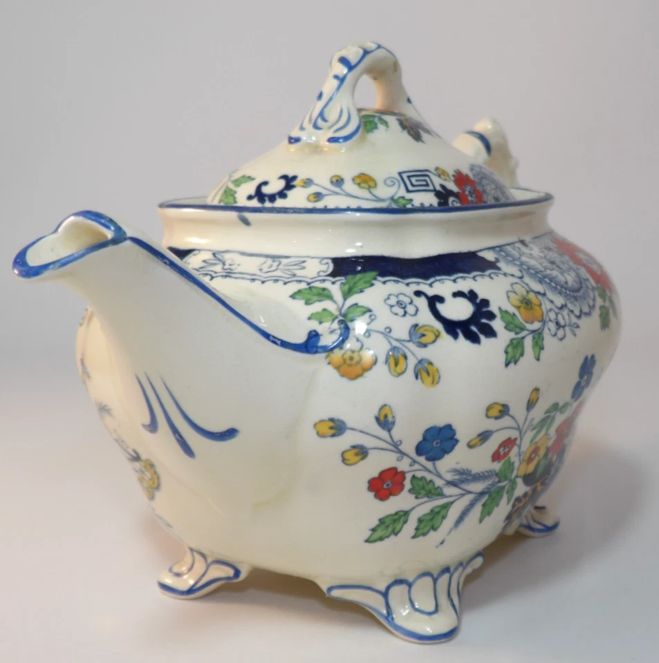 Coalport Kings Ware Canton Blue Edge 1 1/4 Pint Teapot c1920s VGC - Image 2 of 4