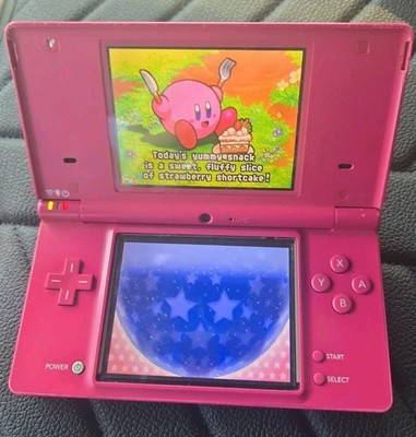 Nintendo DSi Console Pink w/ Car Charger + Kirby Game With Stylus