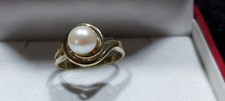 50/60Jahre 585er Goldring guter Zustand Echte Perle 4,1 Gramm Gold Ring