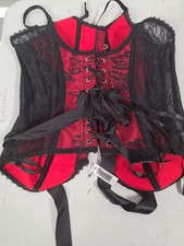 Adore Me Red and Black Lace Corset Top with Garter Straps Size 0X