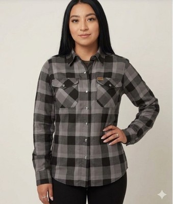 Dixxon 1911 Flannel Shirt Womens S Black Buffalo Lumberjack Plaid Pearl Snap