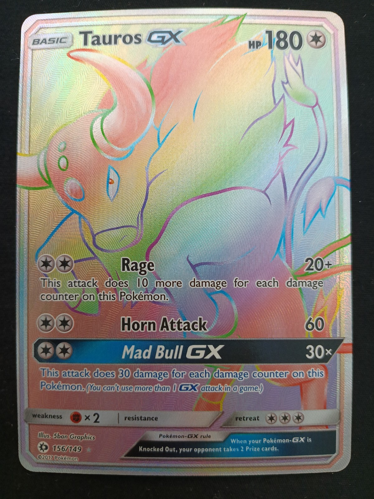 Tauros GX #156/149 Sun & Moon Base Set NM/M Pokemon 2017