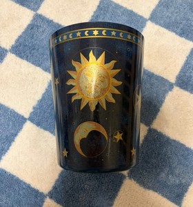 Vintage Celestial Night Sky WasteBasket Trash Can Moon Star Sun Blue 90s Y2K 