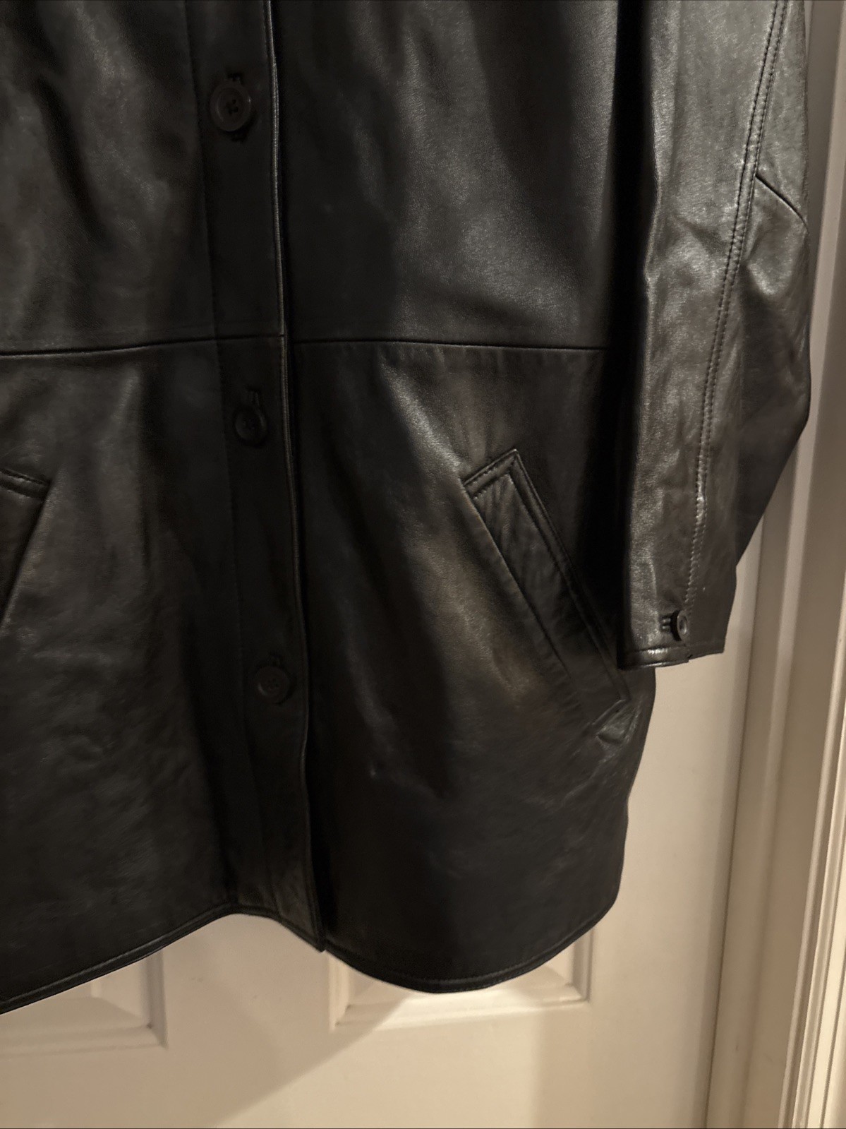 Centigrade Leather Button Jacket Soft Black Lined… - image 7
