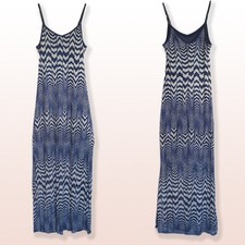 Fire Los Angeles Blue Chevron Spaghetti Strap Maxi Dress Size L
