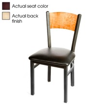 Oak Street Mfg Plain Natural Wood Back Chair w/Wine Vinyl Seat