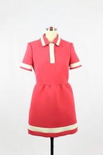 RED VALENTINO Pink White Striped Crepe Fit & Flare Mini Polo Dress, Size 38/XS