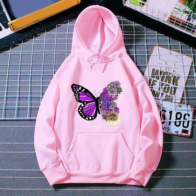 Damen bedruckter Langarm Sport Hoodie modisches Hiphop Stil Sweatshirt