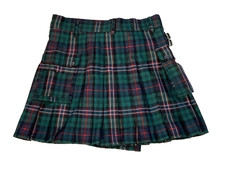 Green and Red Plaid Scottish Tartan Pleated Kilt - Men's Size 40