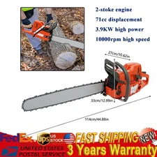 71CC 28" Gasoline Chainsaw Cordless Power Chain Saw Wood Cutting 2-Stroke Engine