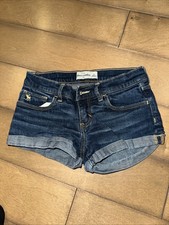 Abercrombie Kids Rolled hem Jean Shorts Medium Wash Moose Logo Girls Size 14