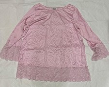 Gilead Women s Size Large Lace Sleeve Bottom VINTAGE Nightgown Silky Top