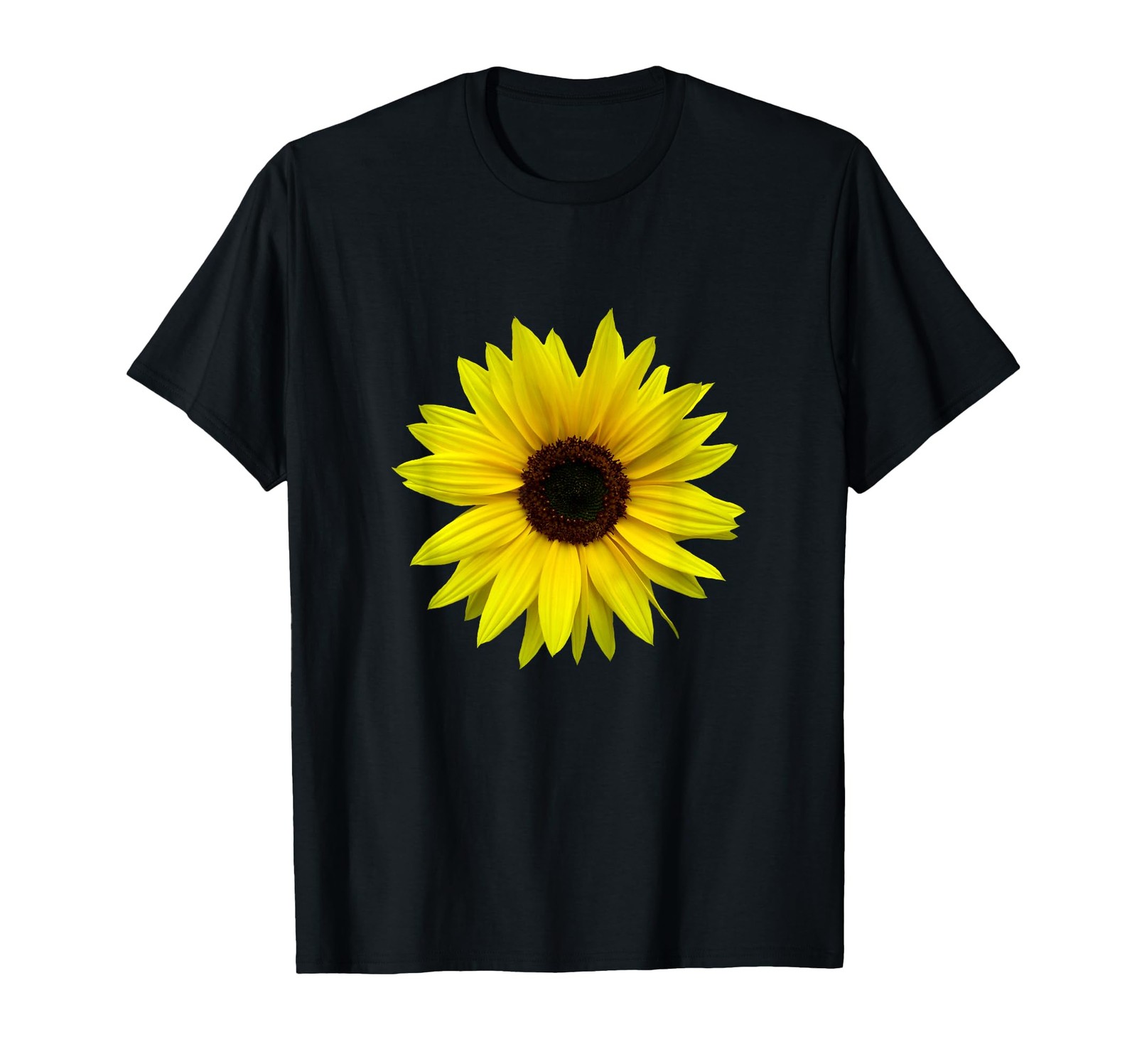 T-shirt jaune en coton motif tournesol fleuri pour femme