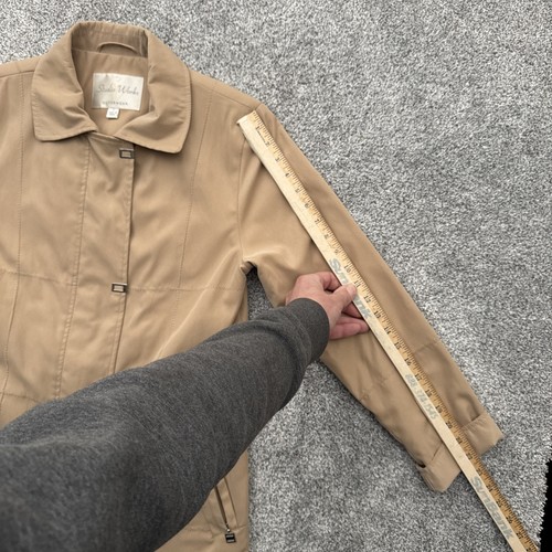 Vintage 90s Trench Coat Women Small Office Minimalist Chic Light Academia Warm - Picture 4 of 13