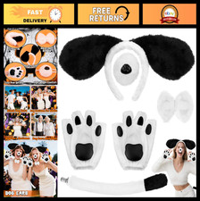 Black Dog Ears Headband Bow Tie Set, Paw Gloves Tail - 5PCS Puppy Costume Ac