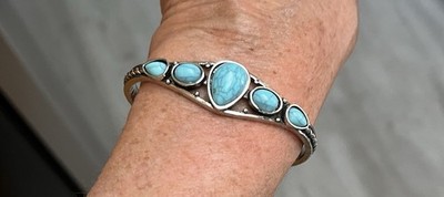 925 Silver Tibetan Vintage Turquoise Cuff Bracelet   