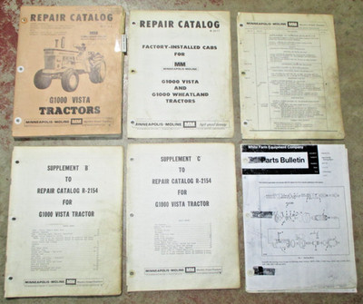 Minneapolis Moline G1000 Vista Tractor Parts Catalog & Supplements ORIGINAL! MM