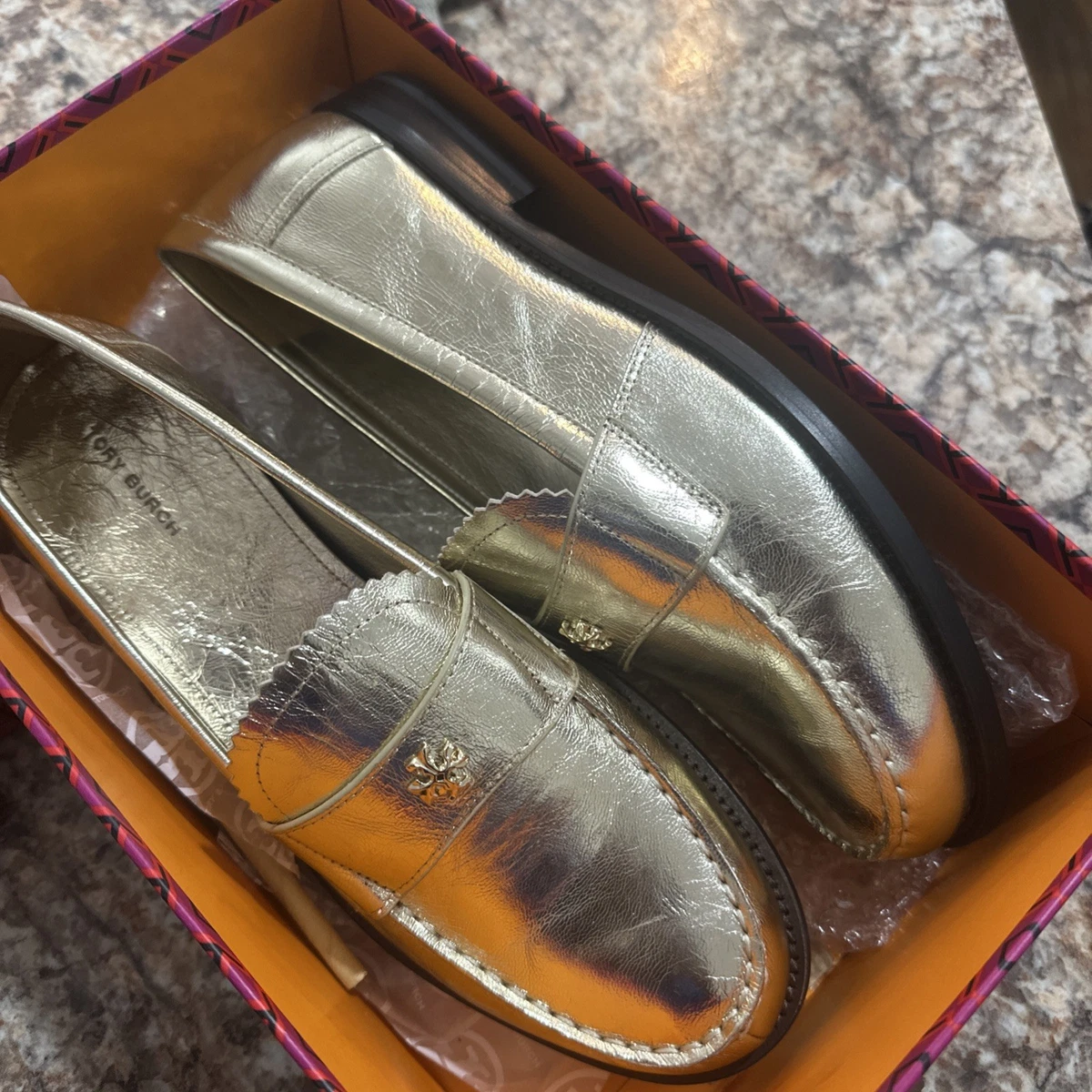 Tory Burch Women\'s Classic Loafer Meatllic Leather Size 11 Spark Gold Studded Classic Loafer: Women main image 4