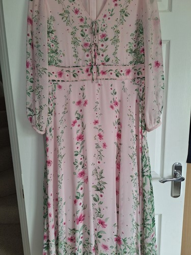 Hobbs Fay Pink/Multi Floral Silk Dress Size 14 Petite - Picture 5 of 11