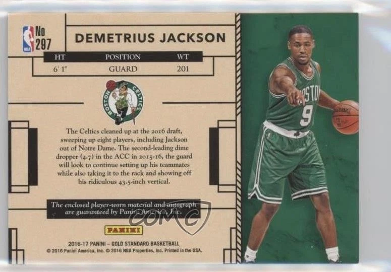 2016-17 Panini Gold Standard Jersey Triple /99 Demetrius Jackson Rookie Auto RC - Image 2 of 2