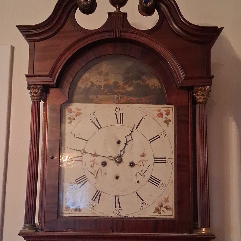 Antique Mechanical Wood Longcase/Grandfather Clock Roman Dial w/ Pendulum