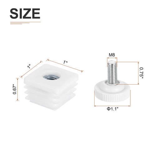 25x25mm(LxW) Adjustable Leveling Feet - 10Set - Insert Kit Furniture Glide - Bild 2 von 7