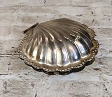 Vintage LEONARD Silver-Plated Clam Shell Butter/Caviar Dish w/ Glass Insert RARE