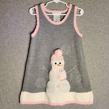 Baby Girls 12-18M Winter Sweater Dress Snowman Knit Holiday Christmas Outfit