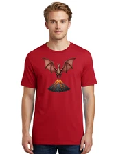 Dragon-Flying-Over-Volcano-4 Mens Graphic Tee, 100% Cotton, Casual Summer Wear