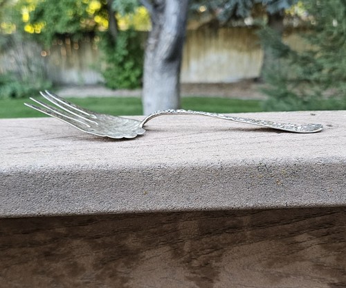 Antique Large Sterling Repousse Serving Fork Floral Silver 80grams - Picture 11 of 12